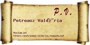 Petreasz Valéria névjegykártya