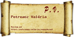Petreasz Valéria névjegykártya